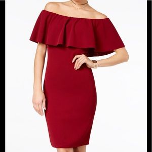 Maroon off the shoulder dress junior L adult small